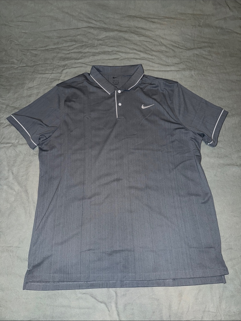 Nike Men's Grey Dri-Fit Polo with White Trim